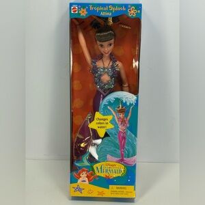 NIB - SUPER RARE Vintage Mattel Tropical Splash Attina Doll - Purple/Pink